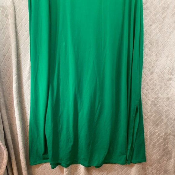 Eloquii Womans 18 Dress Kelly Green Long Maxi Short Sleeve Ruched Round Neck - Picture 4 of 13